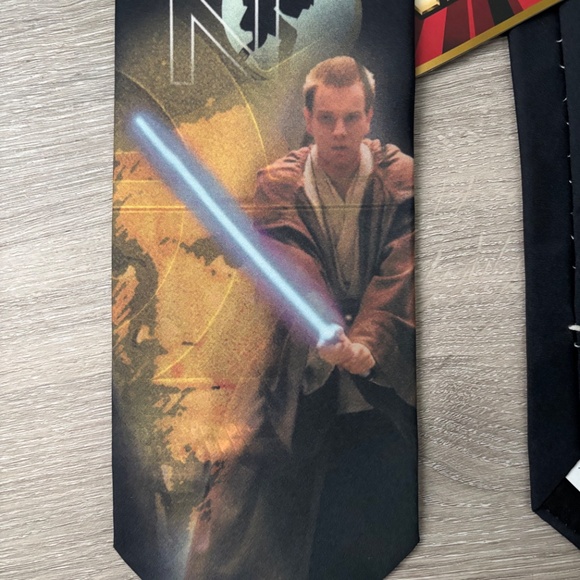 VINTAGE Star Wars Mens Neck Tie  Black Obi Wan Kenobi Ralph Marlin Phantom NWT - Picture 10 of 10